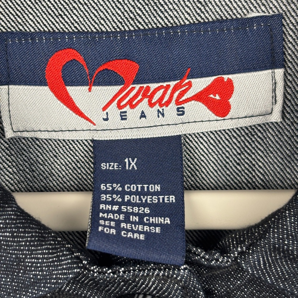 Mwah Denim Jacket Womens 1X Oversized Babydoll Button Front - Picture 7 of 10